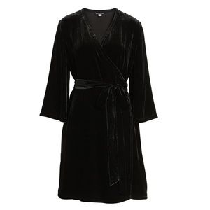 Eileen Fisher black velvet wrap dress